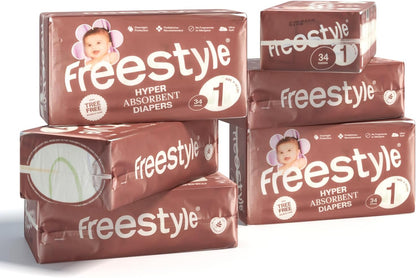 Freestyle Diapers - (Size 1) Hyper Absorbent & Non-Toxic – Disposable Diapers for Sensitive Skin