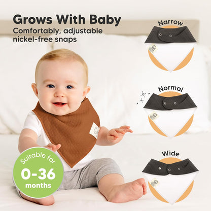 KeaBabies 8-Pack Bandana Bibs for Baby Girls, Boys - Organic Cotton Baby Bibs for Drooling &