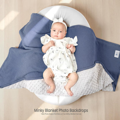 lulumoon Baby Blanket for Newborn Receiving: Minky Dot & Muslin Lightweight - Thermal Blanket Gift