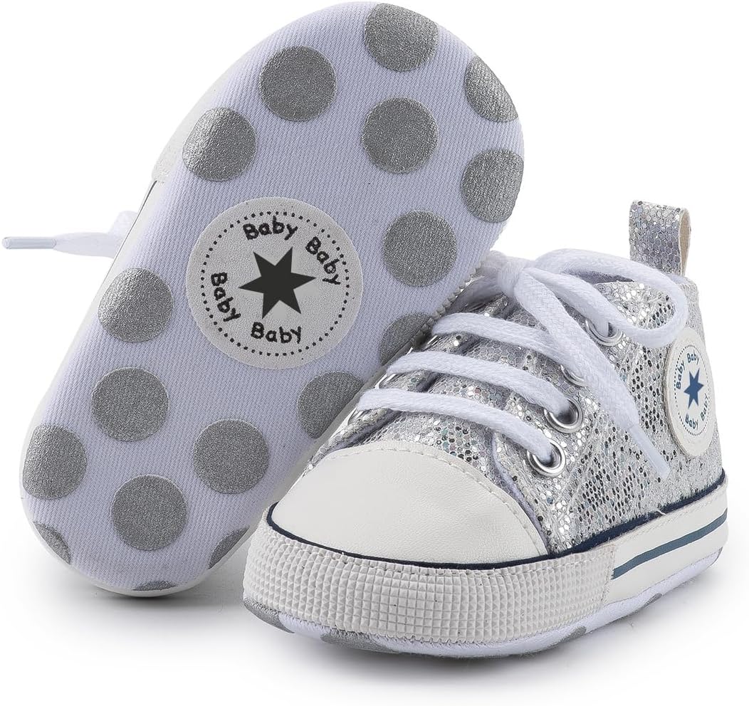 Unisex Baby Girls Boys Canvas High-top Shoes, Newborn Infant Anti-Slip Soft Sole Frist Walking