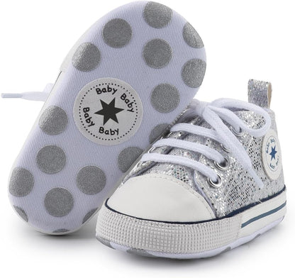 Unisex Baby Girls Boys Canvas High-top Shoes, Newborn Infant Anti-Slip Soft Sole Frist Walking