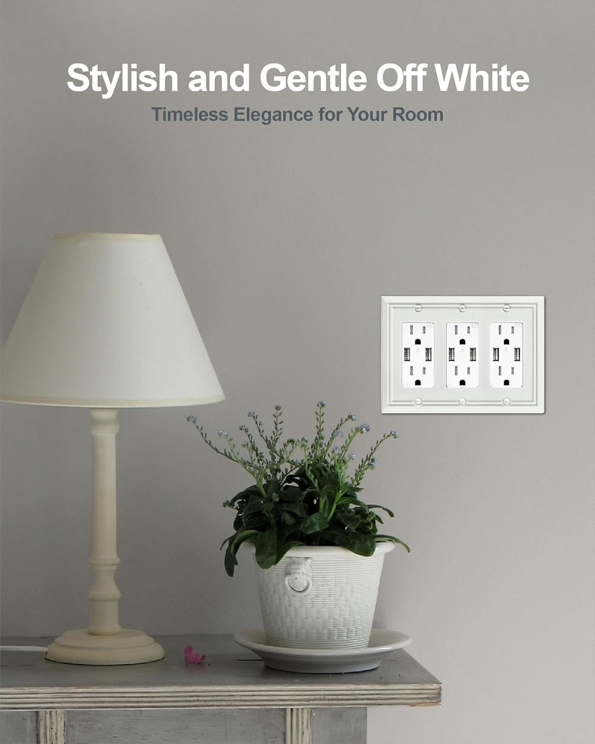 1-Pack Triple Decorator Wall Plate, Off White Wall Outlet Cover for GFCI Outlet, Dimmer Switch