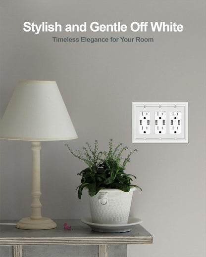 1-Pack Triple Decorator Wall Plate, Off White Wall Outlet Cover for GFCI Outlet, Dimmer Switch