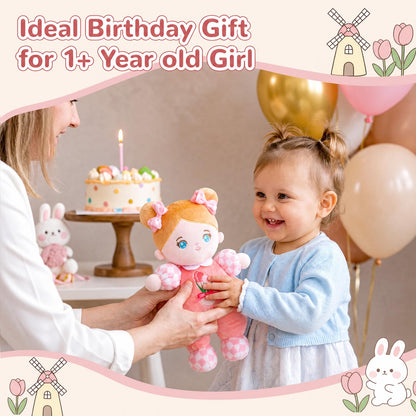 OUOZZZ Soft Plush Baby Doll 10" Tulip Pink Snuggle Buddy