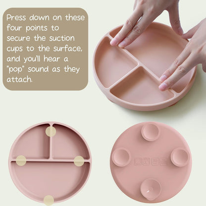 Moonkie Suction Plates for Baby | 100% Silicone BPA-Free Baby Plates with Lids and Food Cover |