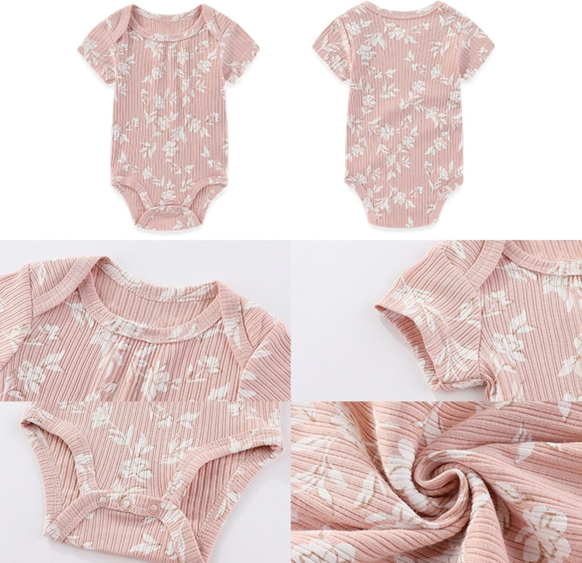 Four Seasons Baby Boy Girl Bodysuits 5-Pack Cotton Comfort Short Sleeve Baby Clothes Soft Infant