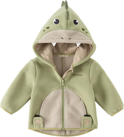 DAVE&BELLA Toddler Fleece Jacket, Baby Boys Girls Animal-shaped Hooded Zipper Long Sleeve Warm