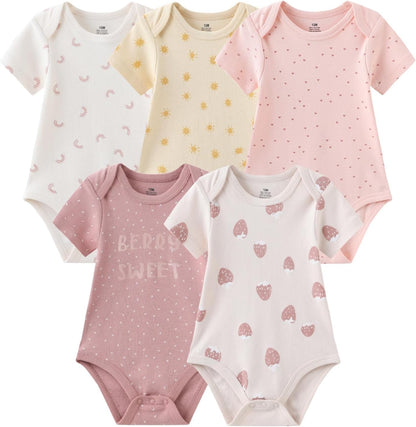 Baby Bodysuit Short Sleeve one-Piece Newborn Baby Clothes for Baby Boy and Girls
