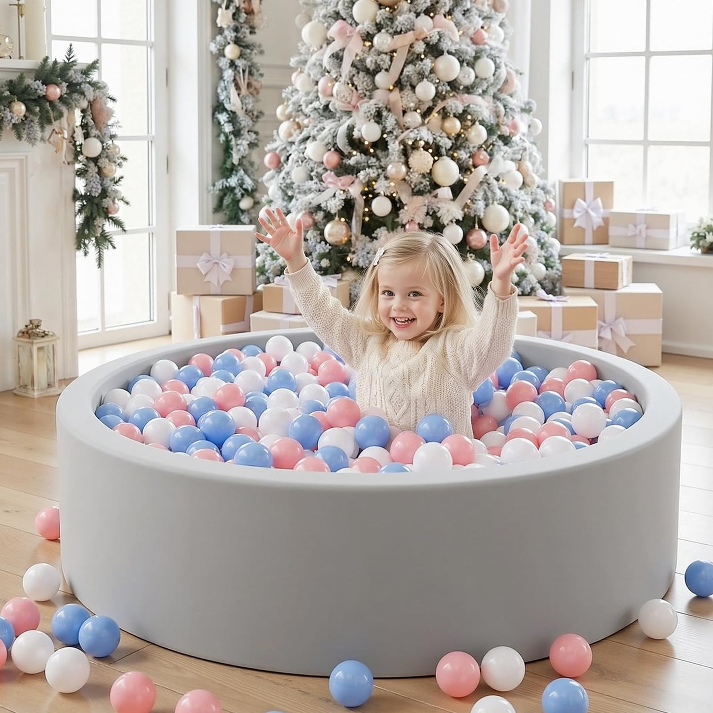 Wilwolfer Foam Ball Pit for Toddlers, Large Baby Ball Pit for Babies with Soft Memory Sponge