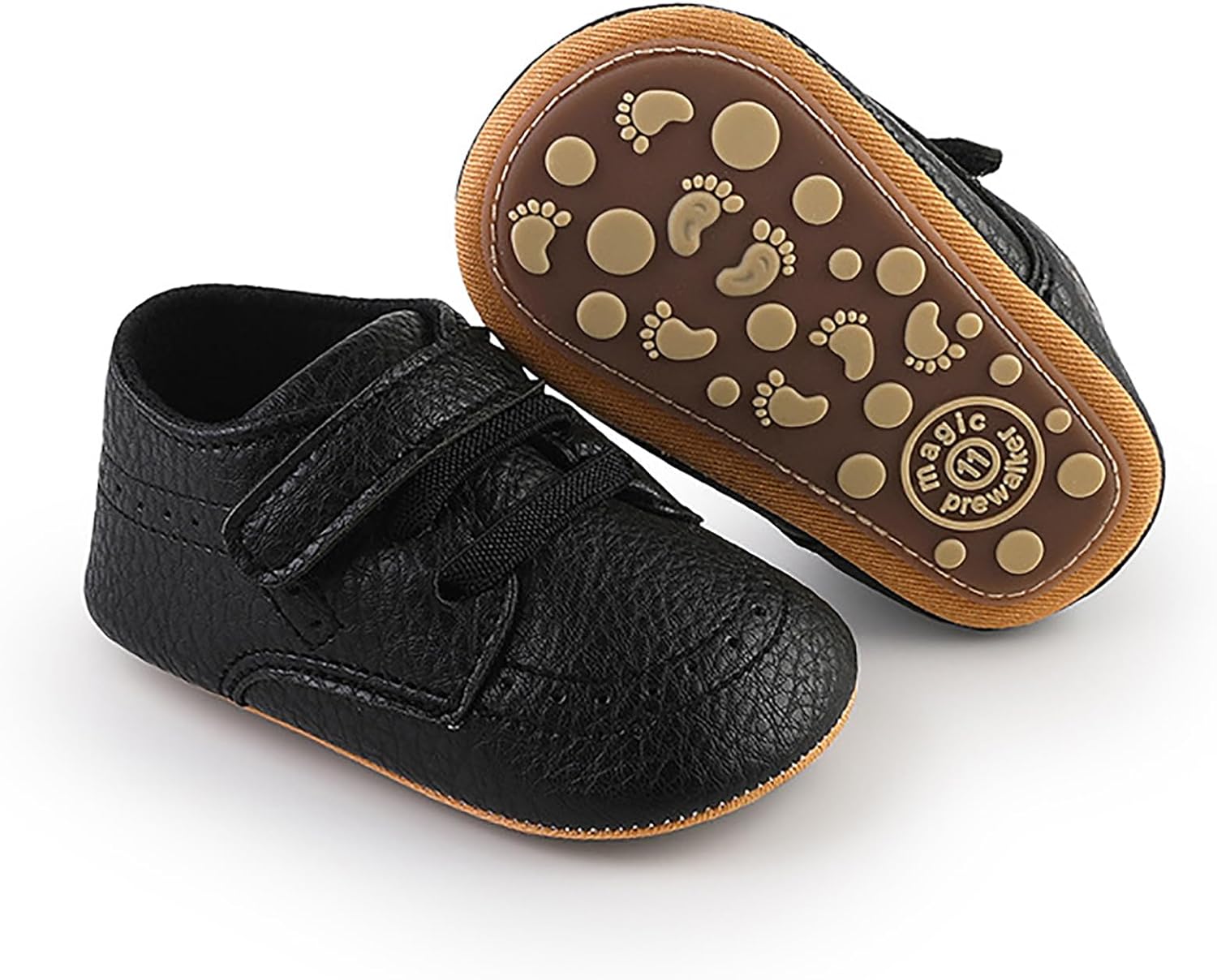 SOFMUO Baby Boys Girls High Top Ankle PU Leather Sneakers Soft Rubber Sole Infant Moccasins Newborn