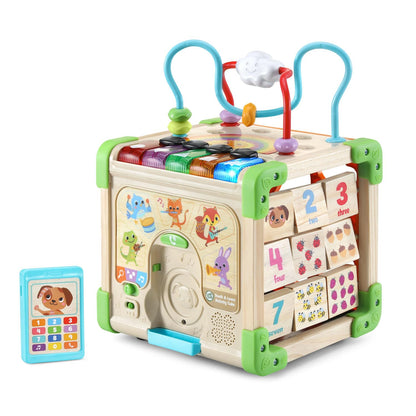 LeapFrog Touch and Learn Electronic Musical Light-Up Wooden Activity Cube Toy, Animal Themed, Ages