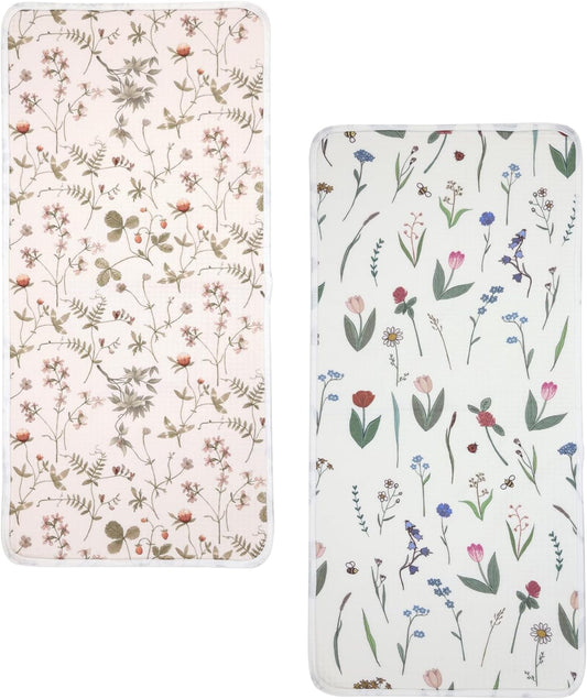 haakaa Waterproof Changing Pad Liners, 100% Cotton, Soft & Breathable (2pcs, 13" x 27.5" Honey