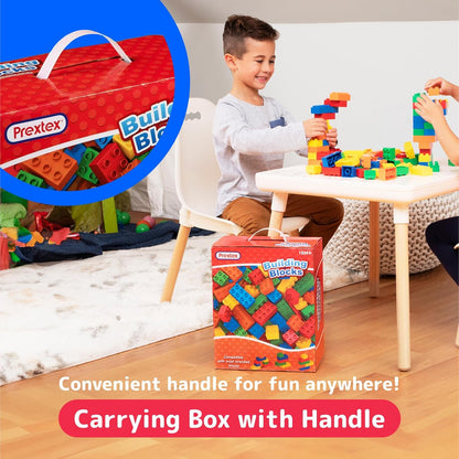 PREXTEX 100-Piece Building Blocks Set for Toddlers - Jumbo Toy Blocks in 5 Colors for Kids 18