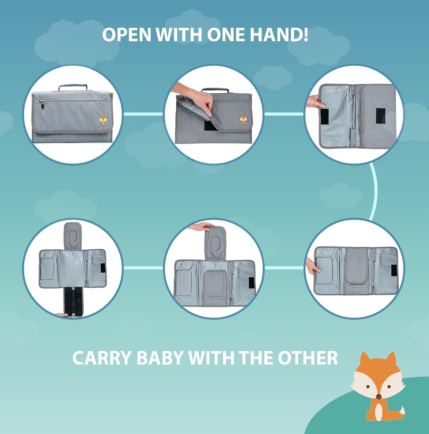 Portable Changing Pad - Waterproof Travel Baby Diaper Changing Pad, Mat Foldable, Wipes Pocket