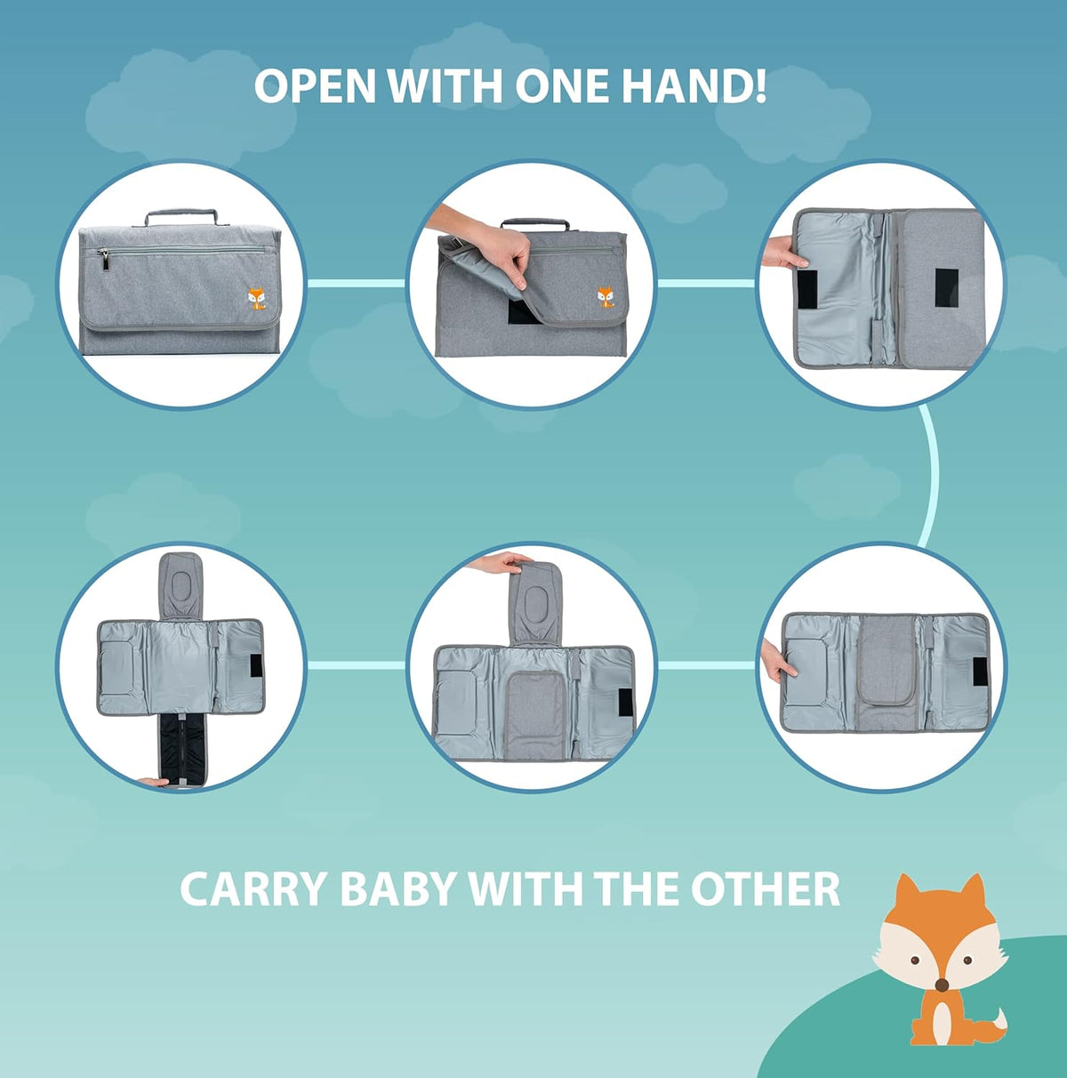 Portable Changing Pad - Waterproof Travel Baby Diaper Changing Pad, Mat Foldable, Wipes Pocket