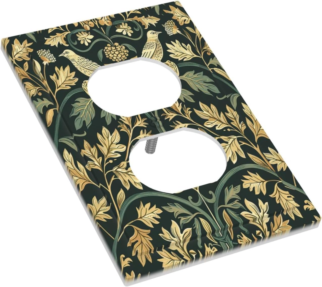 Outlet Covers William Morris Vintage Botanical Birds Golden Green Leaves 1 Gang Duplex Wall Plate