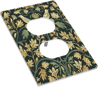 Outlet Covers William Morris Vintage Botanical Birds Golden Green Leaves 1 Gang Duplex Wall Plate