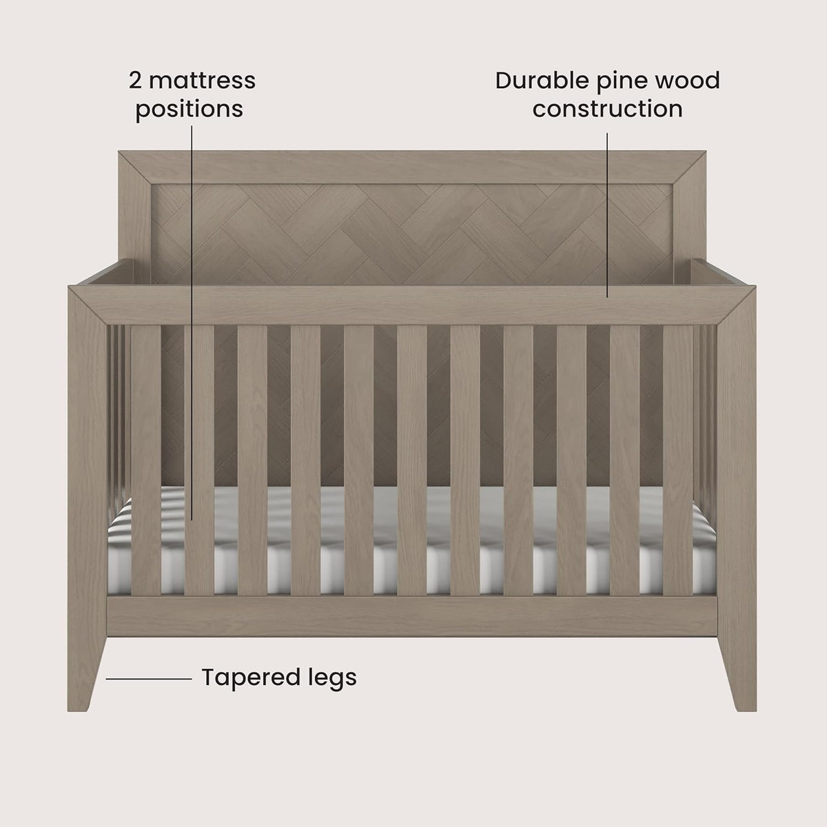 Child Craft Kieran 4-in-1 Convertible Crib, Baby Crib Converts to Day Bed, Toddler Bed and Full