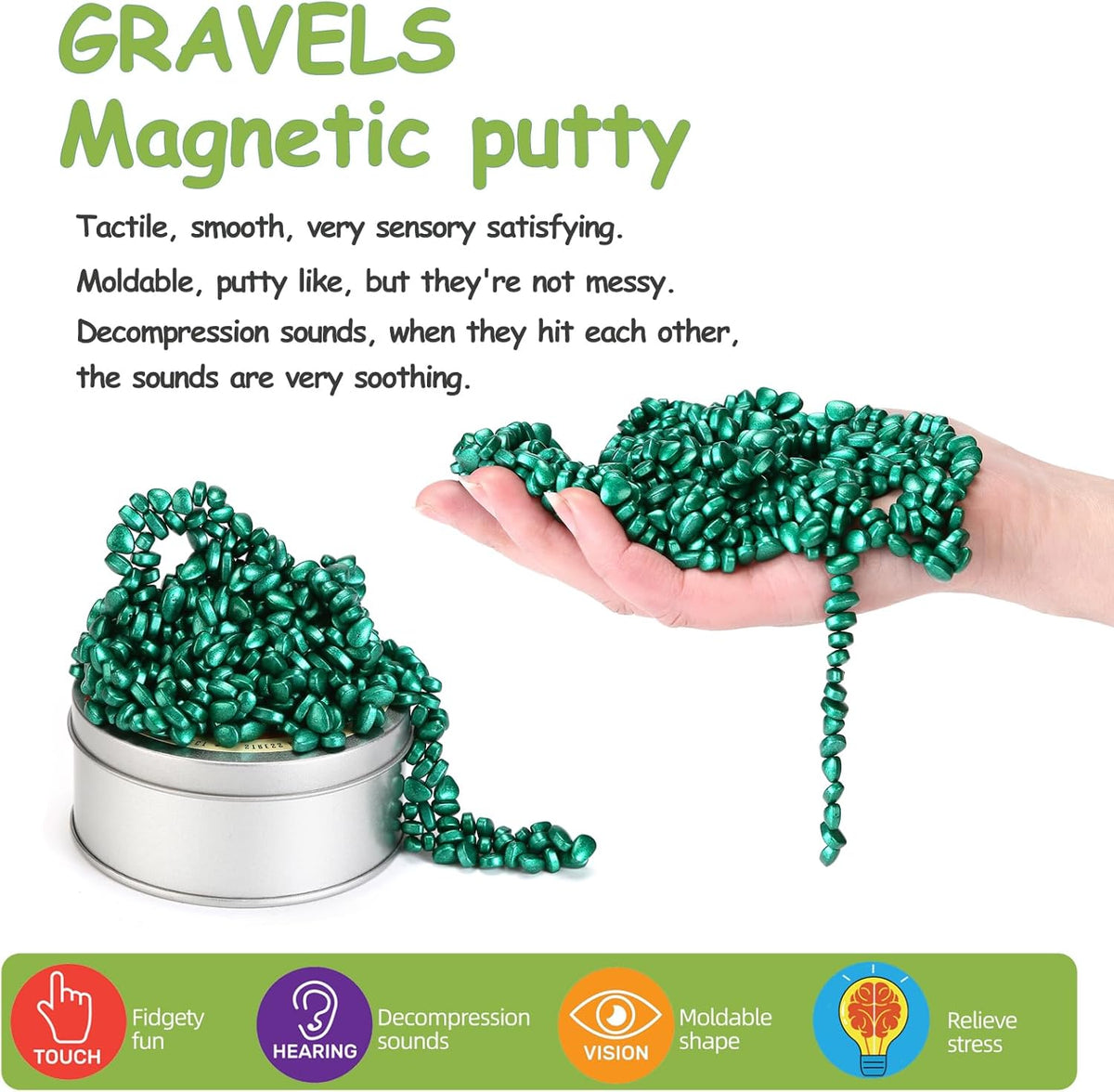 550pcs Green Magnet Balls Desk Toys for Adults, Ferrite Crags Magnetic Putty Desk Fidget Toys for