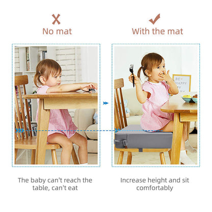 Toddler Booster Seat for Dining Table, PU Washable Double Safe Straps Non-Slip Bottom Booster Seat