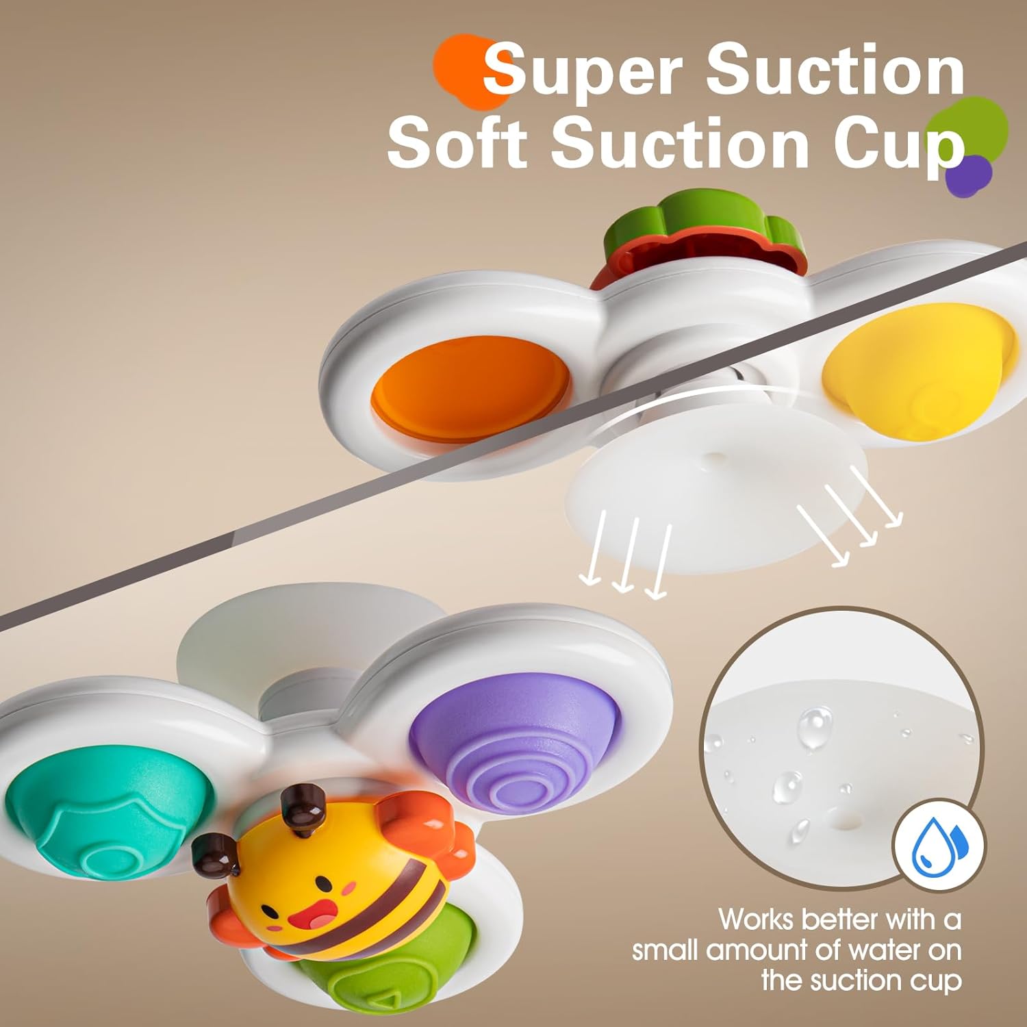 TOHIBEE 3PCS Suction Cup Spinner Toys for 1 2 Year Old Boys Spinning Toys 12-18 Months Sensory Toys