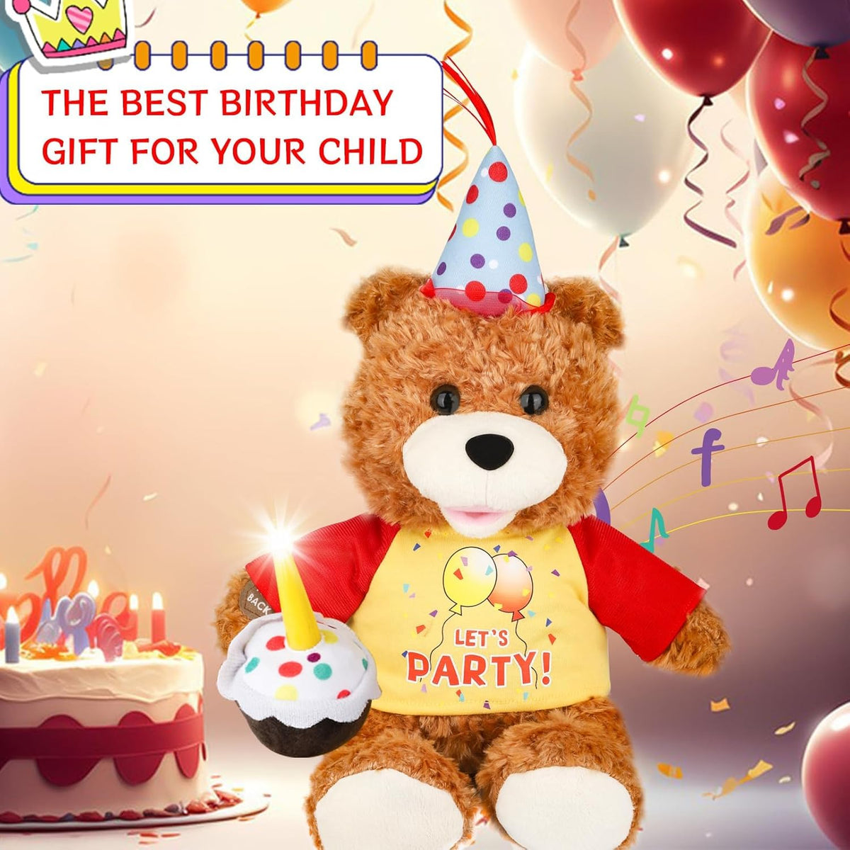Singing Dancing Teddy Bear with Light Up Candle Playing Happy Birthday Song – Musical Interactive