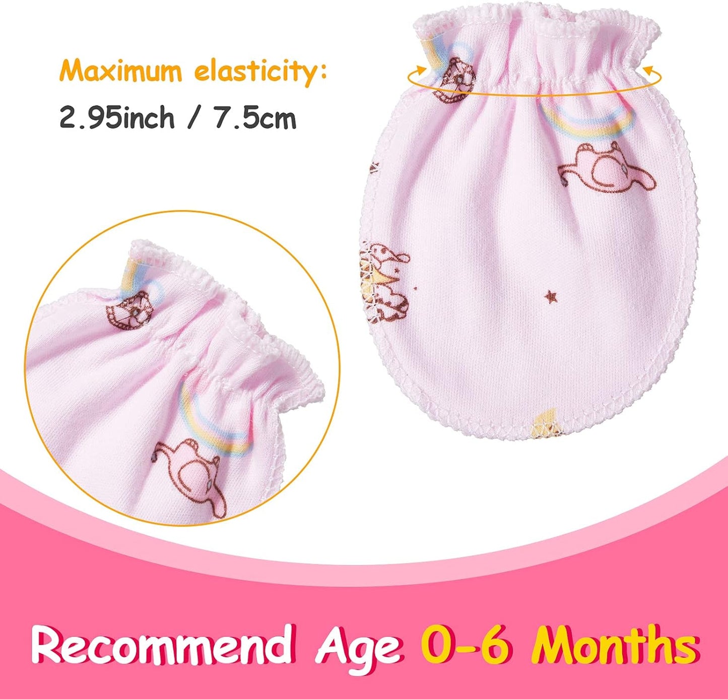 Geyoga 24 Pairs Newborn Baby Mittens Cute No Scratch Mittens Soft Elastic Infant Girl Gloves for
