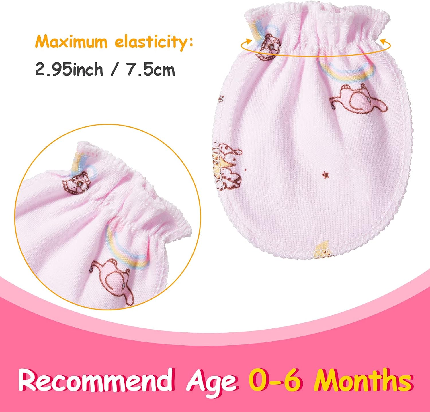 Geyoga 24 Pairs Newborn Baby Mittens Cute No Scratch Mittens Soft Elastic Infant Girl Gloves for
