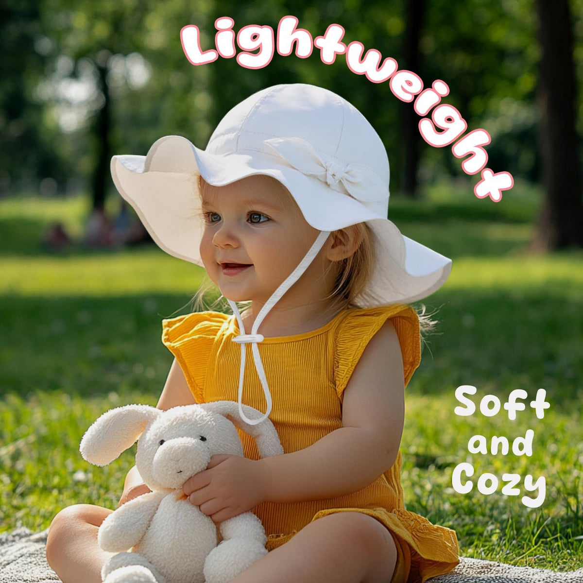 Baby Sun Hat Toddler Girl Beach Hat Adjustable Outdoor Summer Hat UPF 50+ Sun Protection Wide Brim