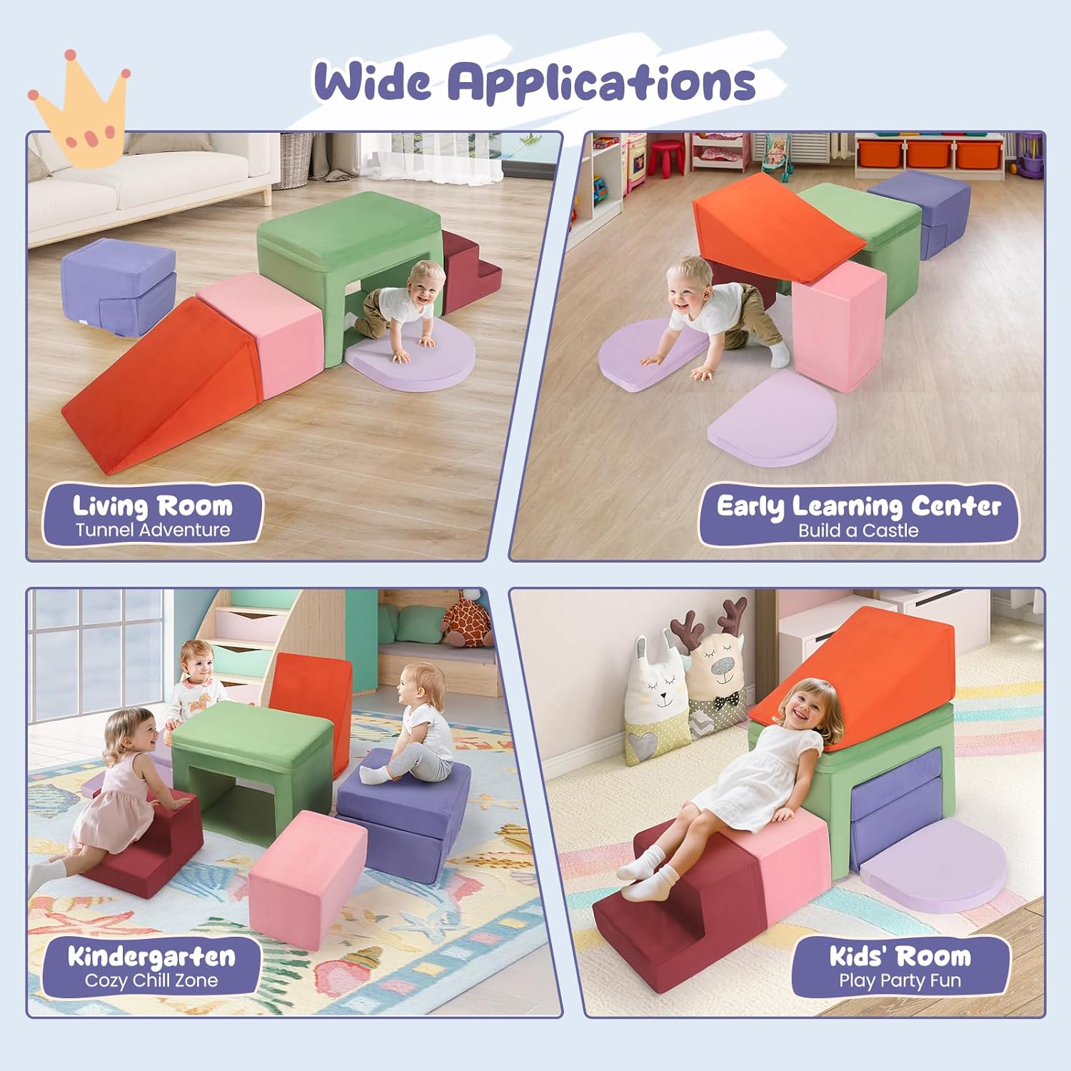 Lischwert Foam Climbing Blocks for Toddlers 1-3, Soft Play Set with Crawling Exploration Toys