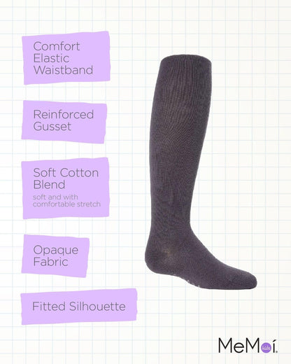 MeMoi Soft Pima Cotton Tights for Girls, Soft and Lightweight Opaque Tights for girls - Sizes 8 to