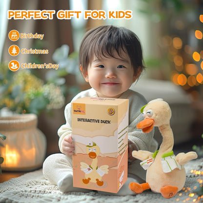 Talking Dancing Duck Toy Mimicking Recording Plush & Interactive Toy, Repeating What You Say, Neck
