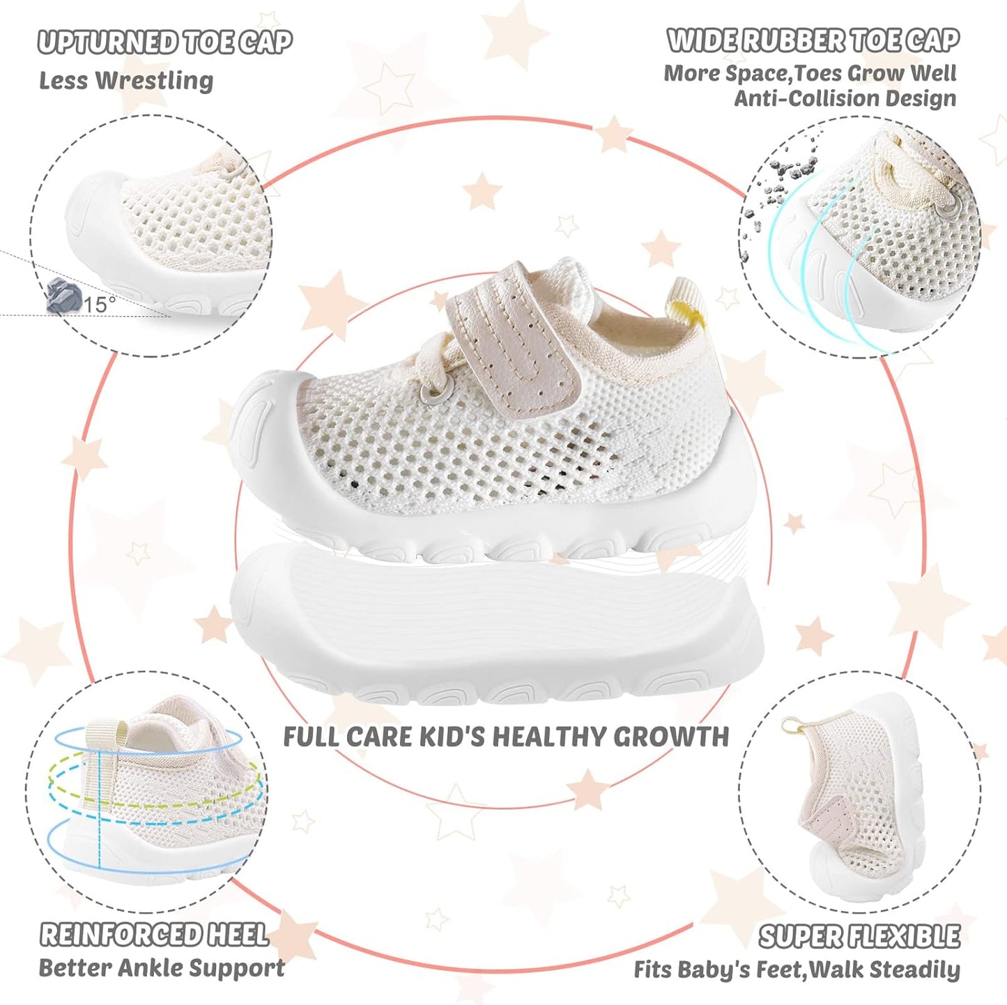 Baby Walking Shoes Toddler Girl Boy Soft Sole Breathable Mesh Slip on Summer Wide Shoes Infant