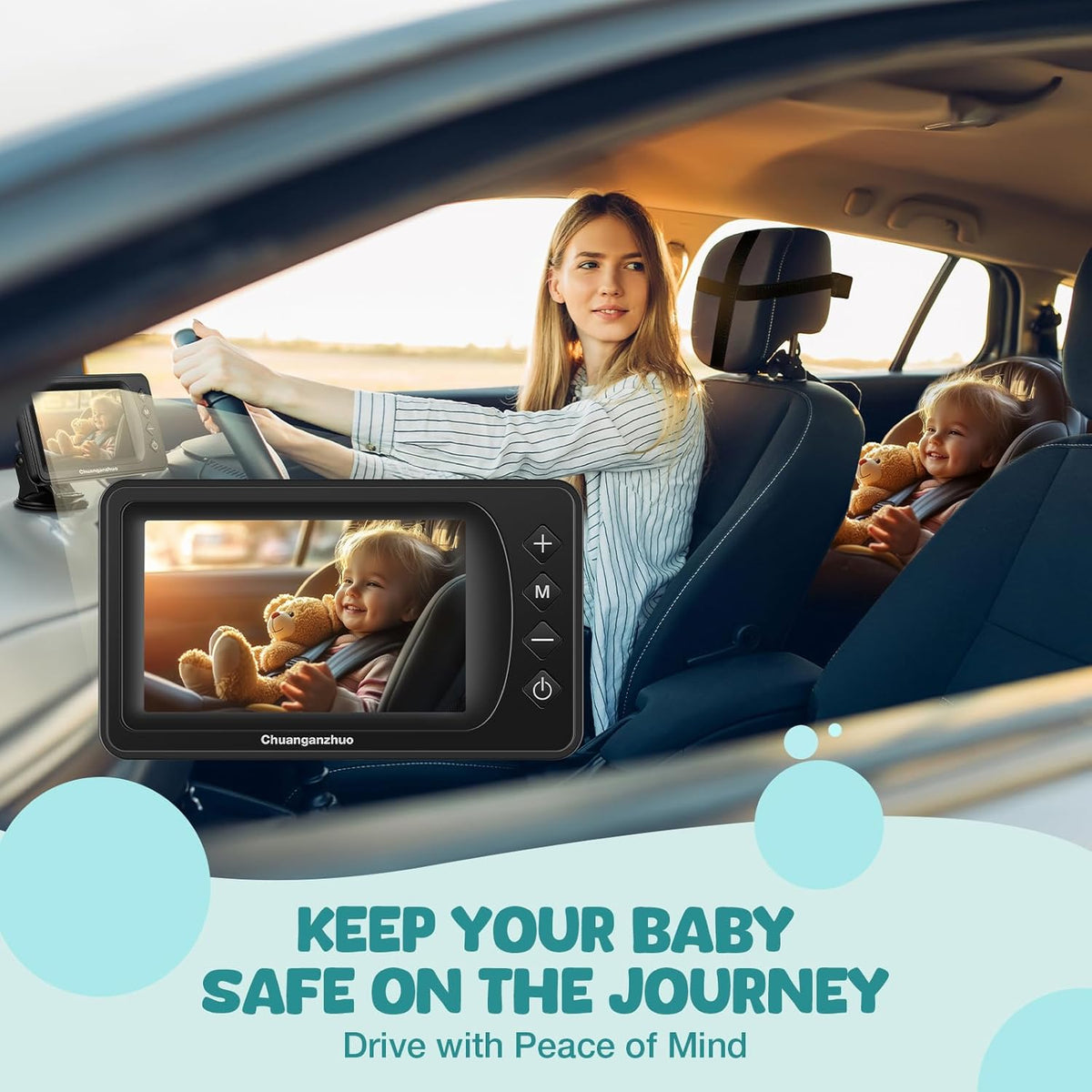 S100U Baby Car Camera with Advanced Night Vision, 3X Zoom, USB Powered, 5'' AHD 1080P IPS