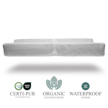 Organic Cotton Contoured Baby Changing Pad w/Waterproof Foam Mattress, Includes Soft, Removable &
