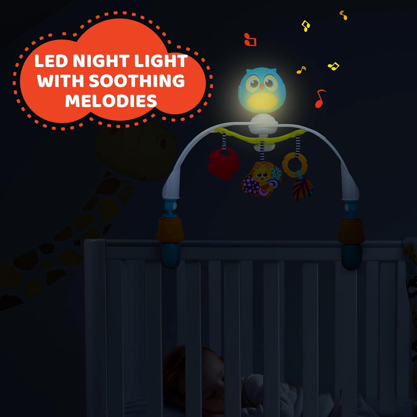 Baby Stroller Arch Toy with Relaxing Music & Lights - Adjustable Activity Arch & Play Accessories