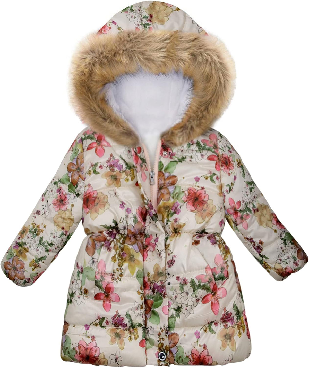 Miss Bei Girl's Winter Coat Jacket Hooded Kids Toddler Flower Print Parka Outwear Warm Cotton
