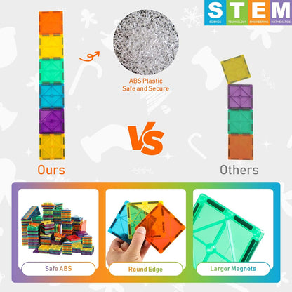 Bmag Magnetic Tiles Toys for Kids, Starter Set 3D Magnet Building Blocks Construction Playboards