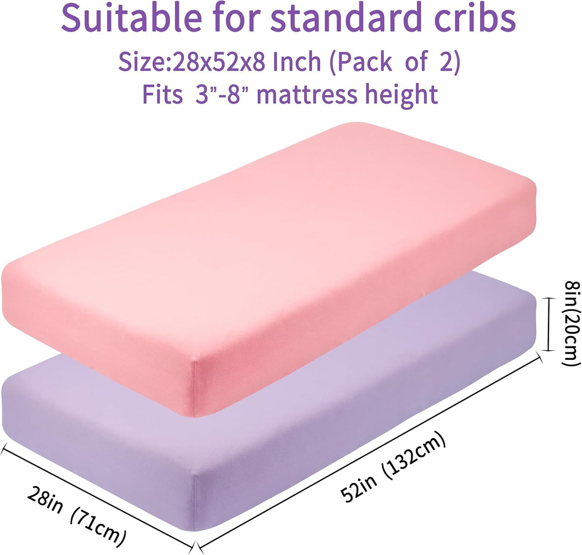 Crib Sheets for Boys Girls,100% Cotton Fitted Crib Sheet 2 Pack for Standard Crib and Toddler