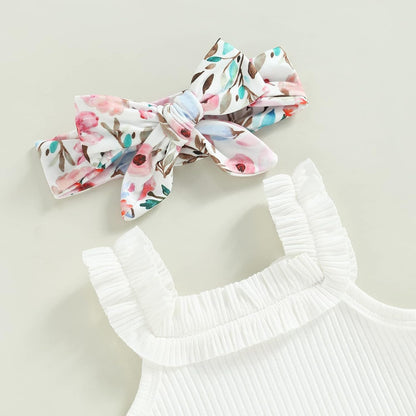 fhutpw Baby Girl Clothes Summer Cute Outfits 3 6 12 18 Months Spaghetti Strap Romper & Floarl