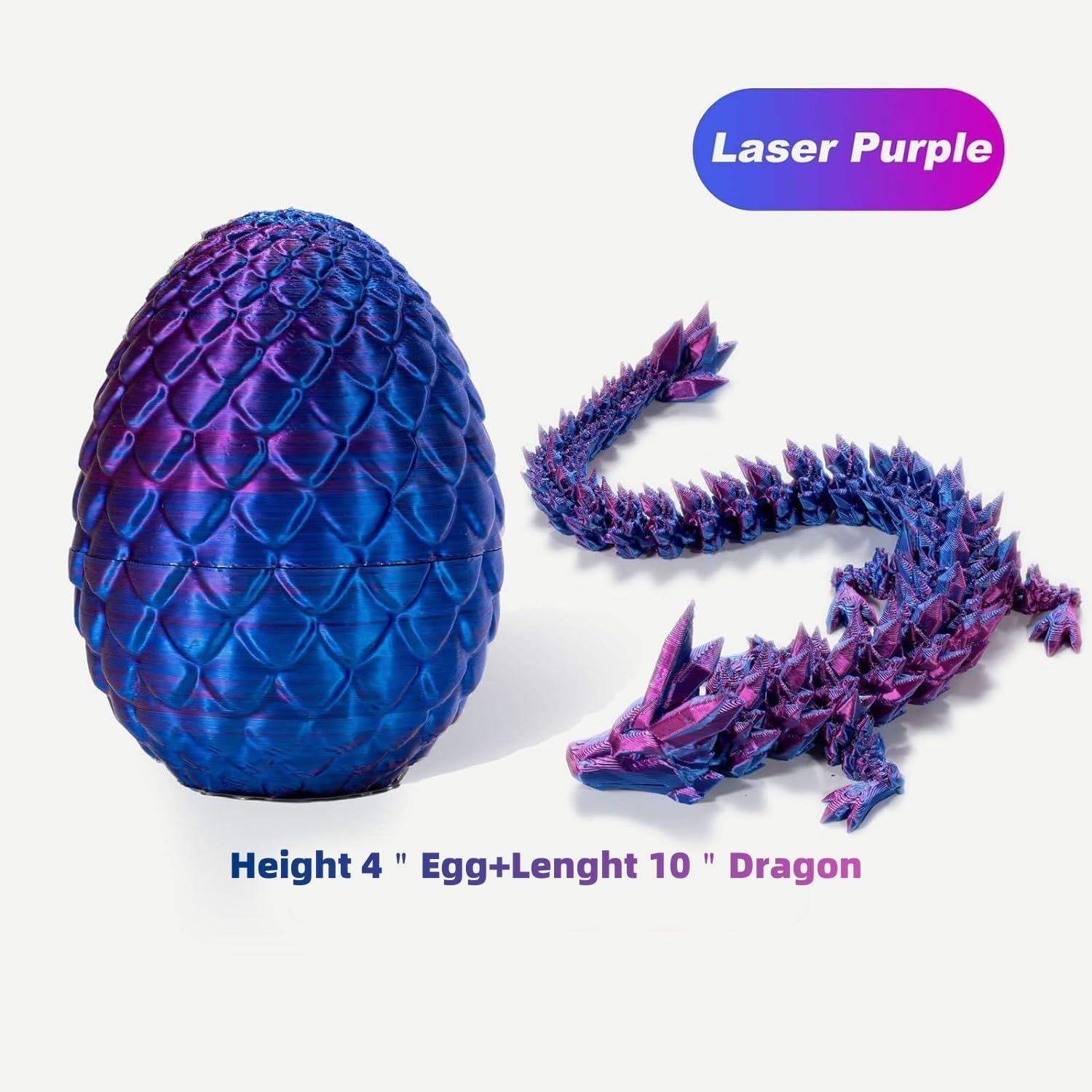 3D Printed Dragon Eggs with Dragon Inside, Articulated Crystal Dragon in Egg, Executive Dragon