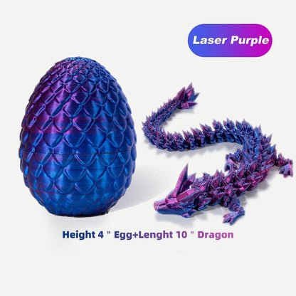 3D Printed Dragon Eggs with Dragon Inside, Articulated Crystal Dragon in Egg, Executive Dragon