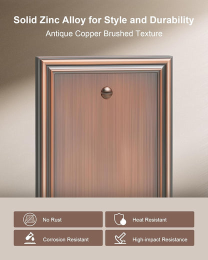 2-Pack Single Blank Wall Plates, Durable Solid Zinc Alloy Blank Outlet Covers, Decorative Antique
