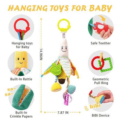 Jollybaby Stroller Rattle Toys for Car Seat Parm, Fruit Plush Hanging Infant Crib Bed Travel