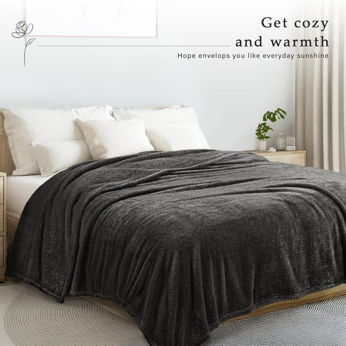 Exclusivo Mezcla King Size Flannel Fleece Blanket, Super Soft Velvet Plush Bed Blanket, Fuzzy Cozy