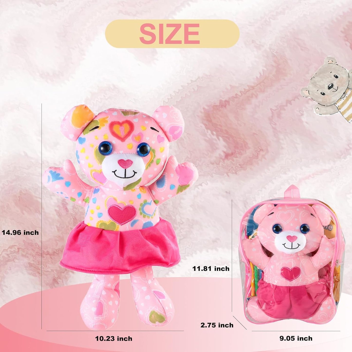 Coloring Plush Toy with 5 Washable Markers for Little Girls Doodle Dolls for Kids Ages 4-6 Birthday