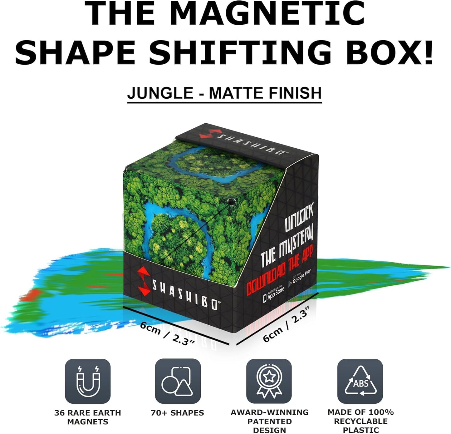 SHASHIBO Shape Shifting Box - Award-Winning, Patented Fidget Cube w/ 36 Rare Earth Magnets