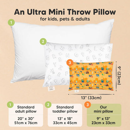 Mini Toddler Pillow with Pillowcase - 9x13 My Little Dreamy Travel Kids Pillow for Sleeping