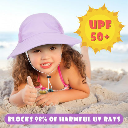 Toddler Baby Sun Hat Kids Summer UPF 50+ for Boys Girls Adjustable Beach Hats with Bucket Wide Brim