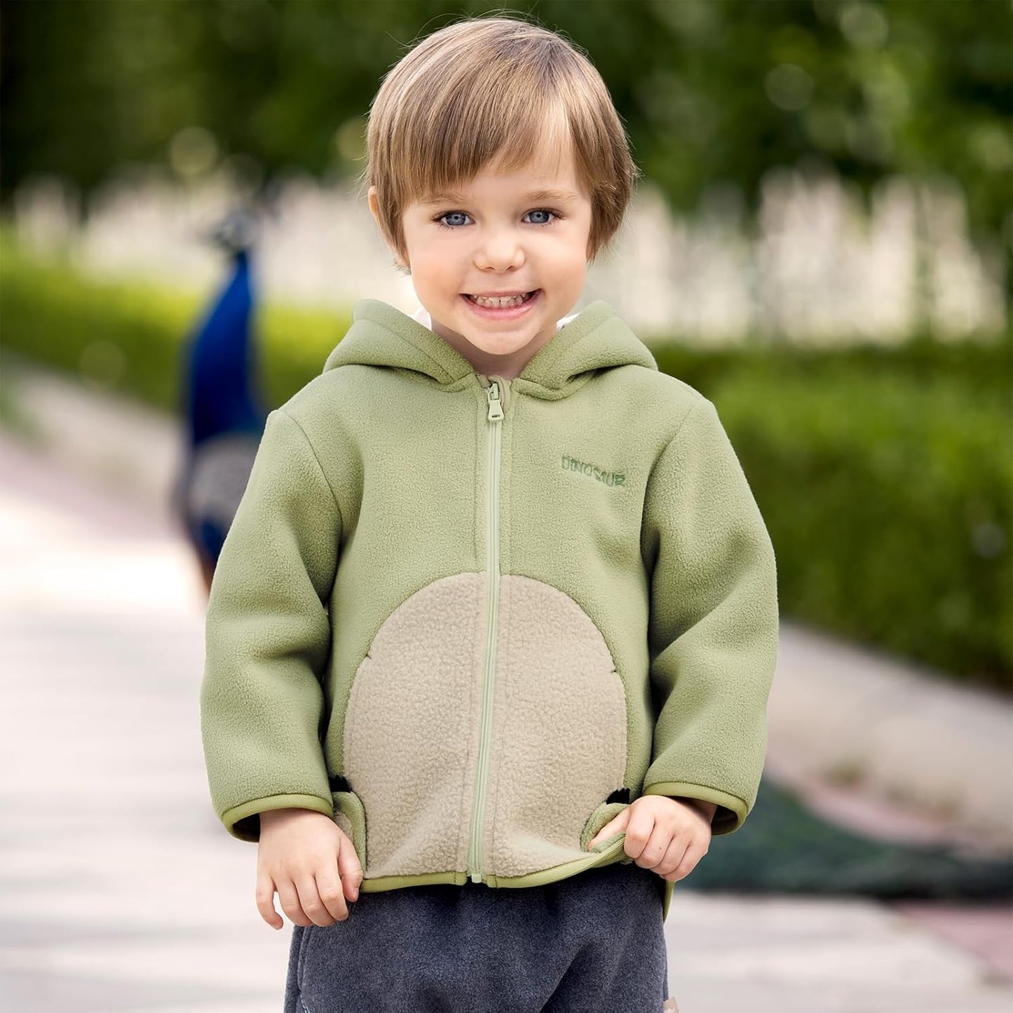 DAVE&BELLA Toddler Fleece Jacket, Baby Boys Girls Animal-shaped Hooded Zipper Long Sleeve Warm